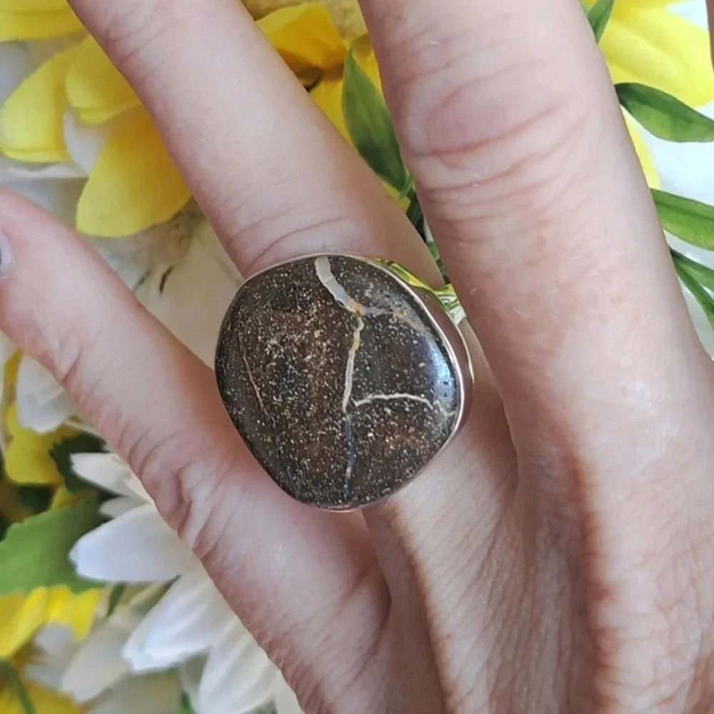 Boulder Opal Matrix Ring In 925 Sterling Silver. - Picture 2 of 4